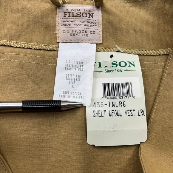 90s Vintage Filson Hunting Vest Mens Large Half Moon Waterfowl Waxed Canvas - Picture 5 of 16